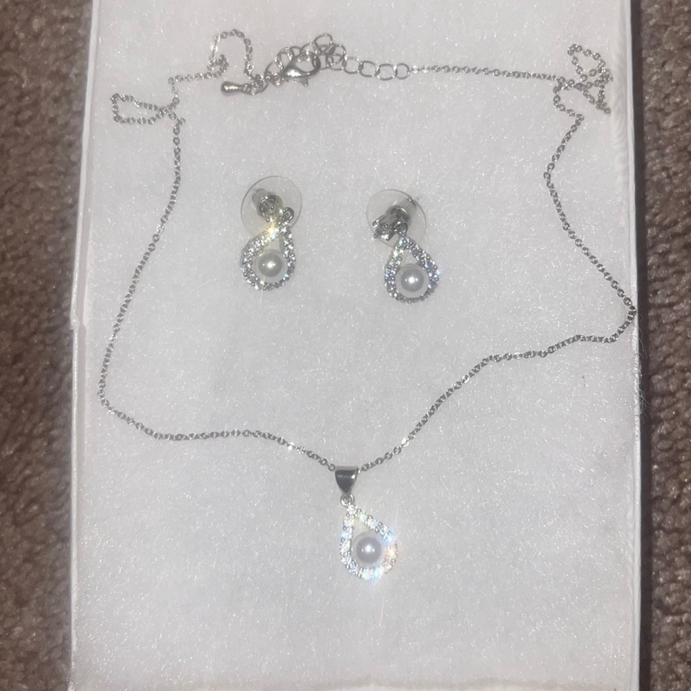 Pearl wedding jewelry set